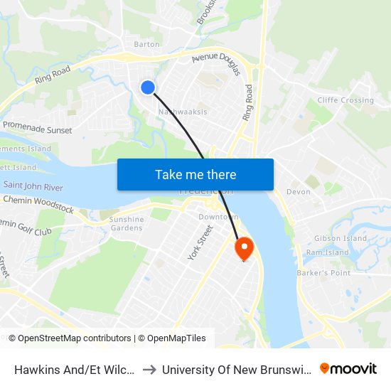 Hawkins And/Et Wilcox to University Of New Brunswick map