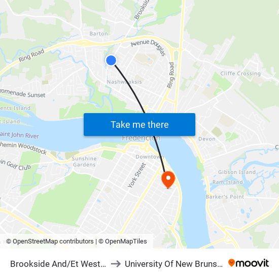 Brookside And/Et Westview to University Of New Brunswick map