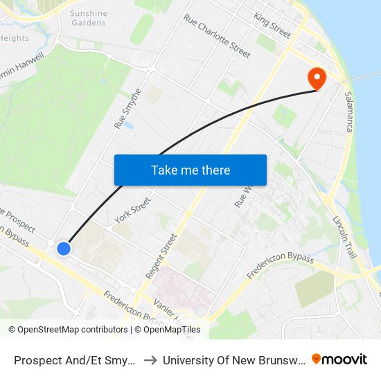 Prospect And/Et Smythe to University Of New Brunswick map