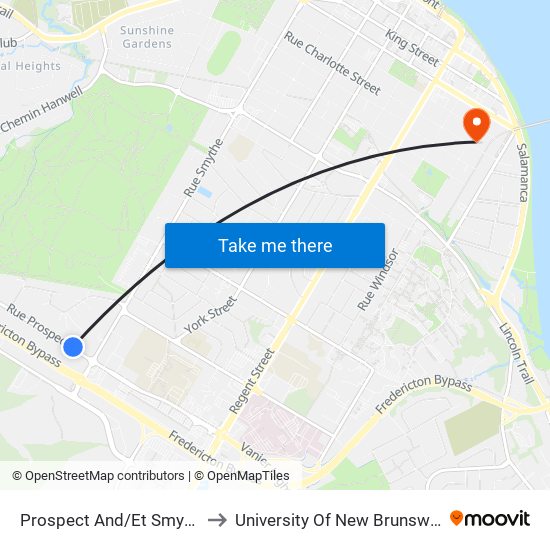 Prospect And/Et Smythe to University Of New Brunswick map