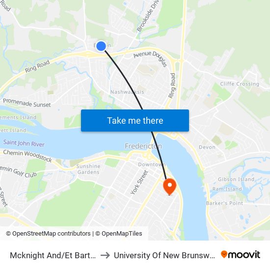 Mcknight And/Et Barton to University Of New Brunswick map