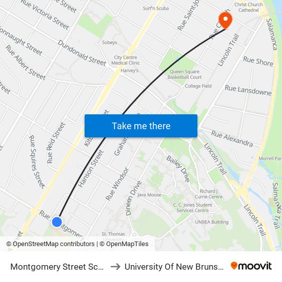 Montgomery Street School to University Of New Brunswick map