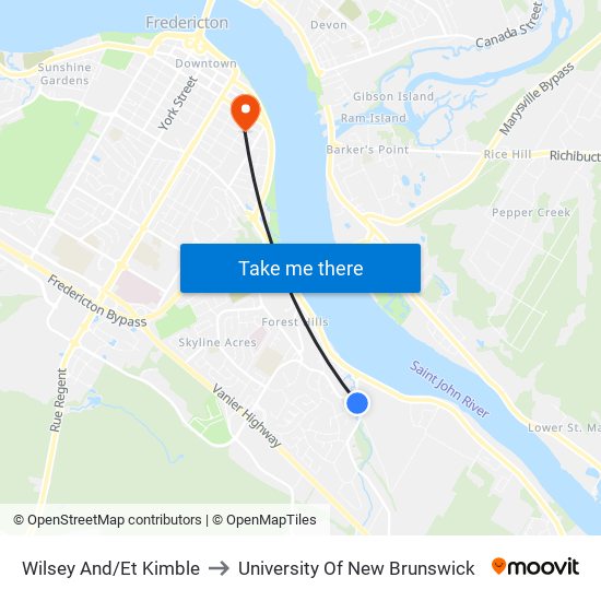 Wilsey And/Et Kimble to University Of New Brunswick map