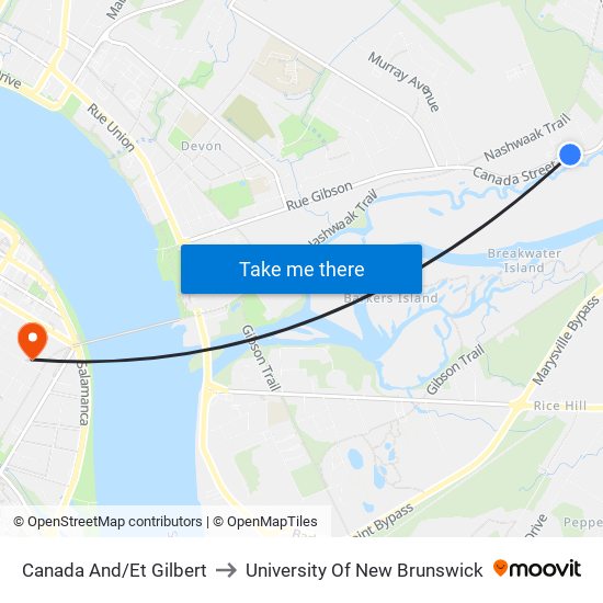 Canada And/Et Gilbert to University Of New Brunswick map