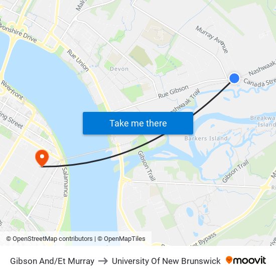 Gibson And/Et Murray to University Of New Brunswick map