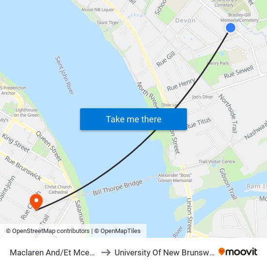 Maclaren And/Et Mcevoy to University Of New Brunswick map