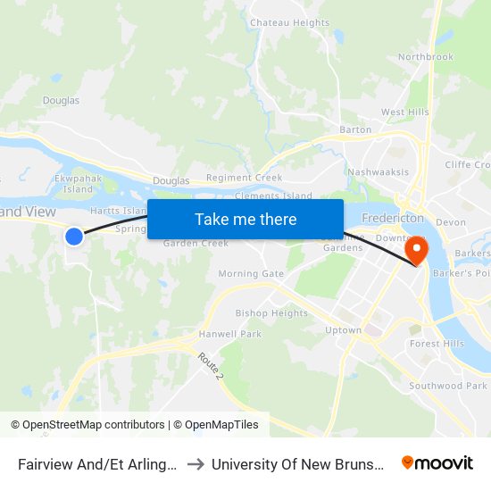 Fairview And/Et Arlington to University Of New Brunswick map