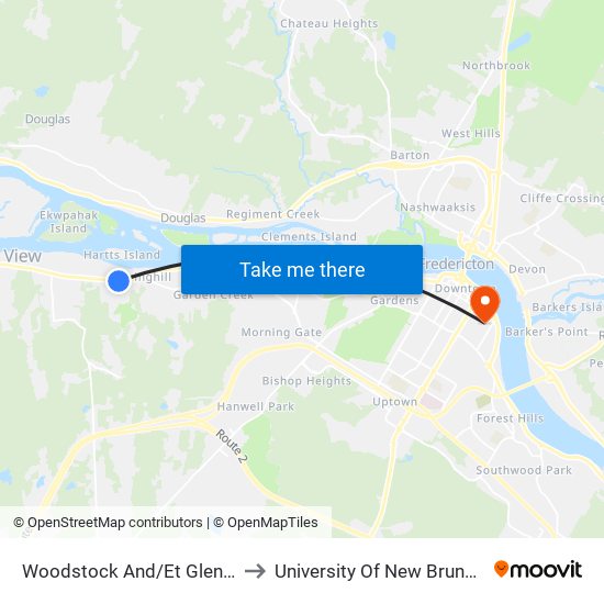 Woodstock And/Et Glen Eyre to University Of New Brunswick map