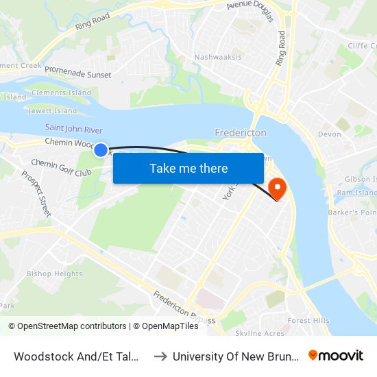 Woodstock And/Et Talmadge to University Of New Brunswick map