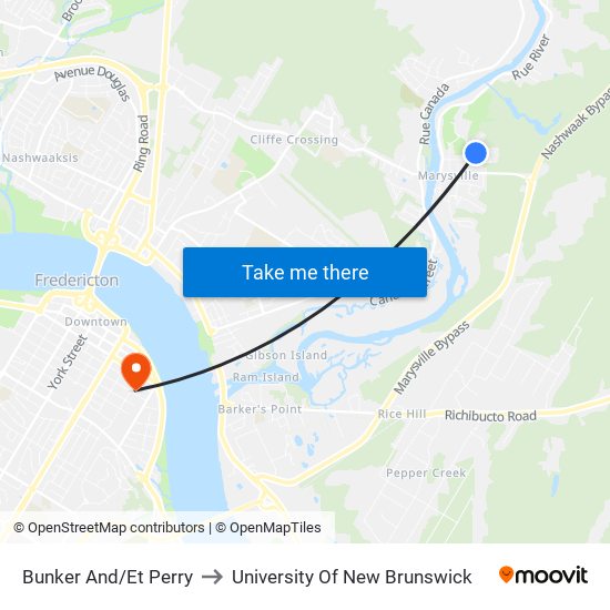 Bunker And/Et Perry to University Of New Brunswick map