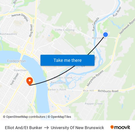 Elliot And/Et Bunker to University Of New Brunswick map