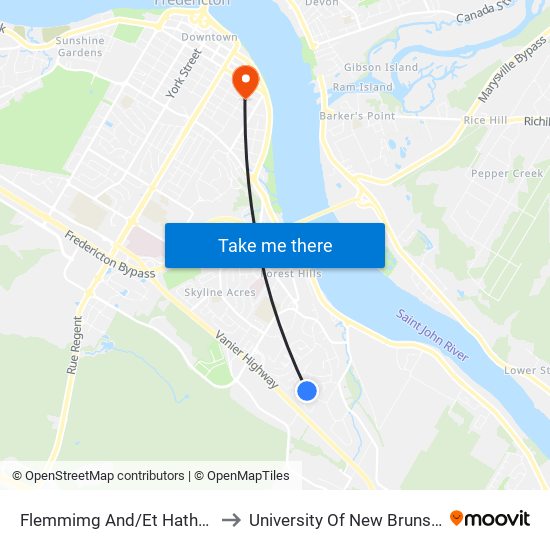 Flemmimg And/Et Hatheway to University Of New Brunswick map