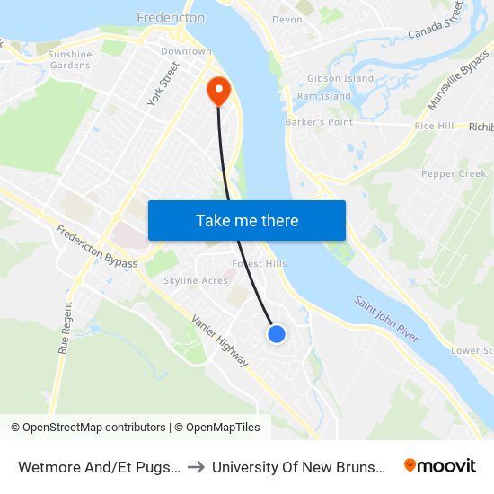 Wetmore And/Et Pugsley to University Of New Brunswick map
