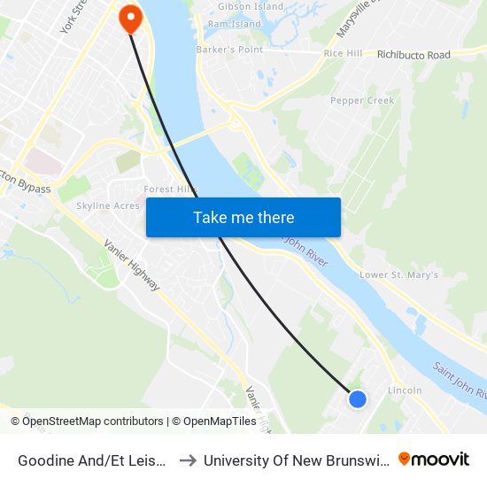 Goodine And/Et Leisure to University Of New Brunswick map