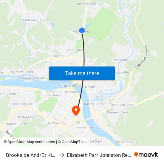 Brookside And/Et Killarney to Elizabeth Parr-Johnston Residence map