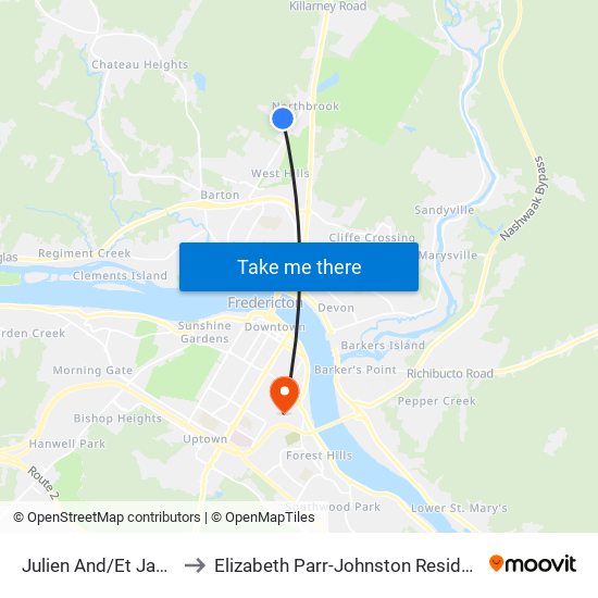 Julien And/Et Jacob to Elizabeth Parr-Johnston Residence map