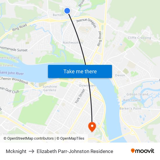 Mcknight to Elizabeth Parr-Johnston Residence map