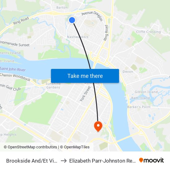 Brookside And/Et Vineland to Elizabeth Parr-Johnston Residence map