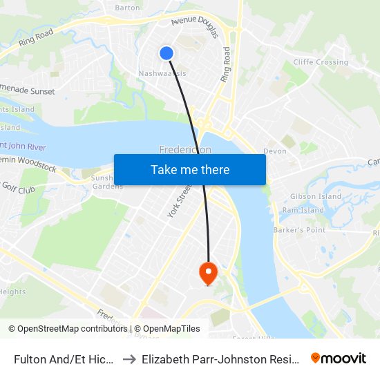 Fulton And/Et Hickory to Elizabeth Parr-Johnston Residence map