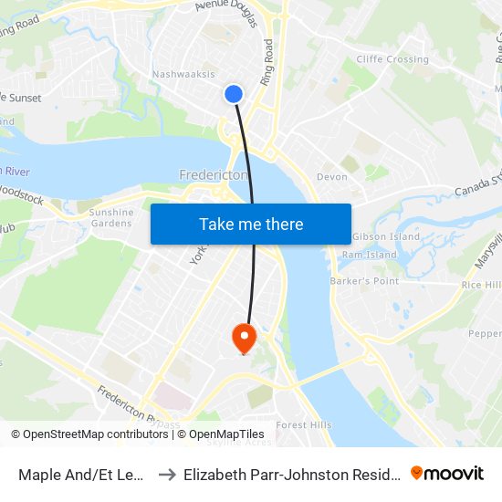 Maple And/Et Legion to Elizabeth Parr-Johnston Residence map