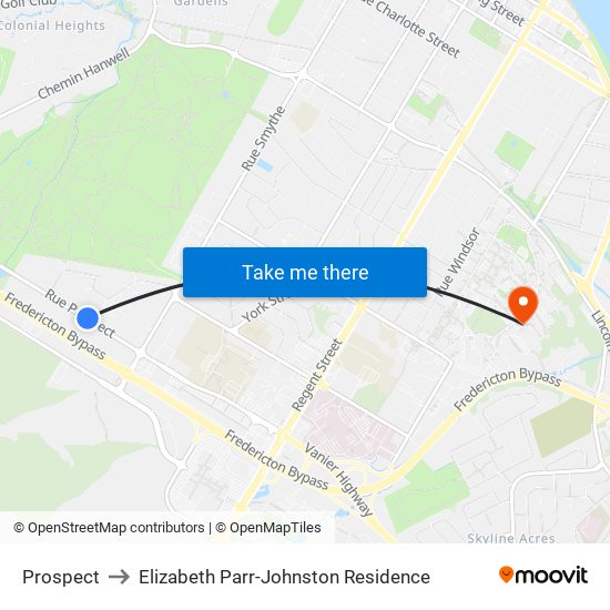 Prospect to Elizabeth Parr-Johnston Residence map