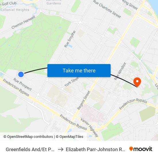 Greenfields And/Et Parkside to Elizabeth Parr-Johnston Residence map