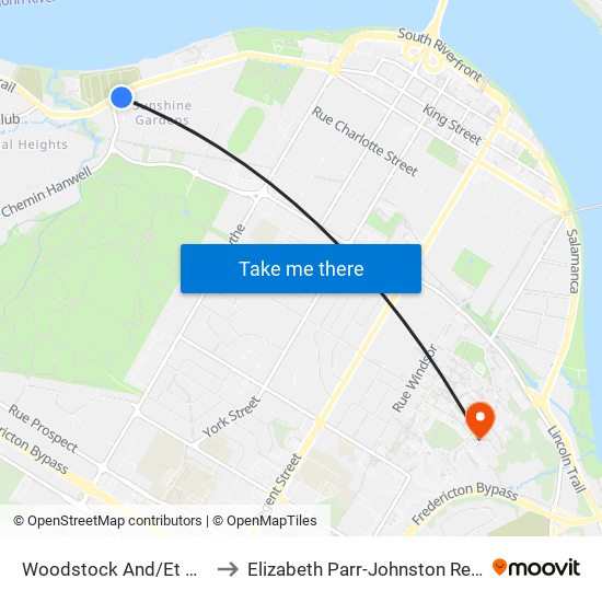 Woodstock And/Et Hanwell to Elizabeth Parr-Johnston Residence map