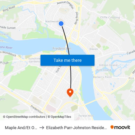 Maple And/Et Oak to Elizabeth Parr-Johnston Residence map