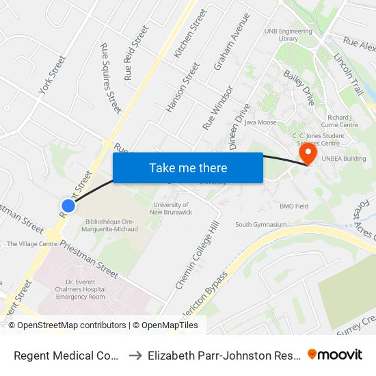 Regent Medical Complex to Elizabeth Parr-Johnston Residence map