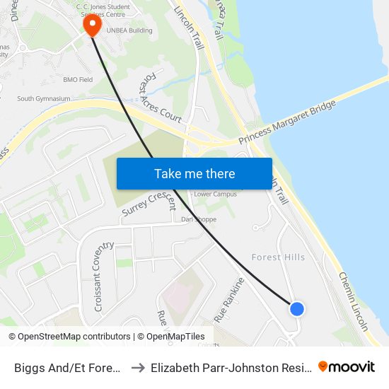 Biggs And/Et Forest Hill to Elizabeth Parr-Johnston Residence map