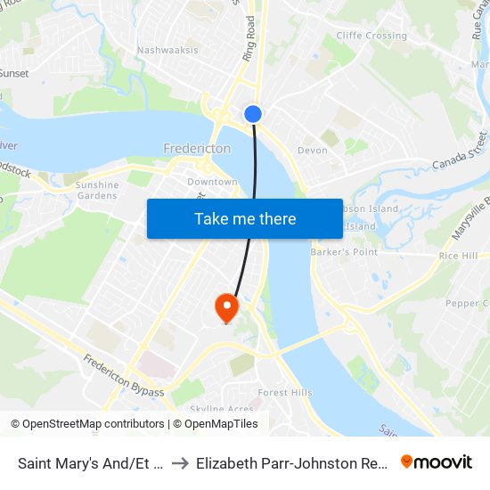 Saint Mary's And/Et Union to Elizabeth Parr-Johnston Residence map