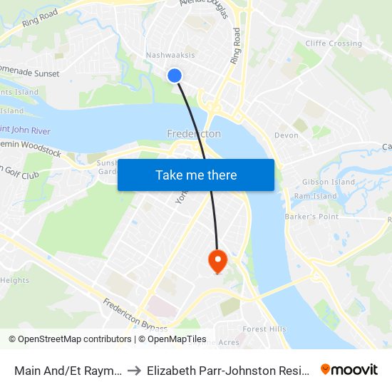 Main And/Et Raymond to Elizabeth Parr-Johnston Residence map