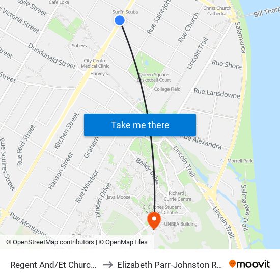 Regent And/Et Churchill Row to Elizabeth Parr-Johnston Residence map