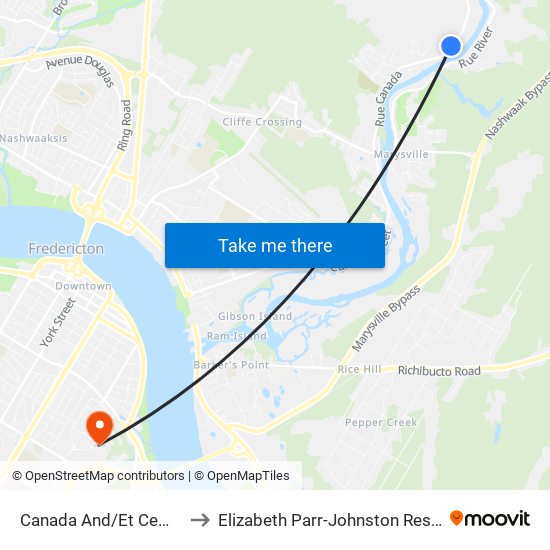 Canada And/Et Cemetery to Elizabeth Parr-Johnston Residence map