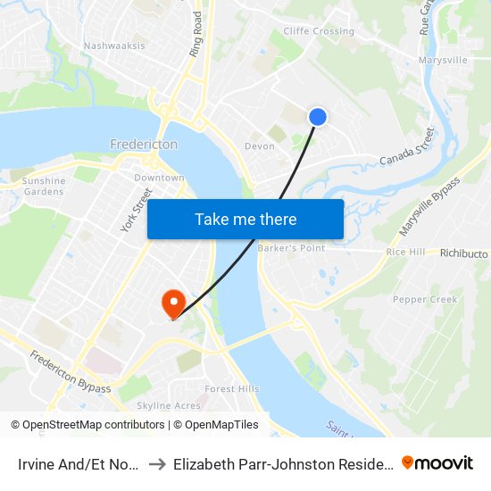 Irvine And/Et Noble to Elizabeth Parr-Johnston Residence map