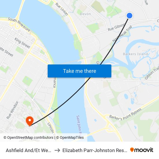 Ashfield And/Et Weyman to Elizabeth Parr-Johnston Residence map