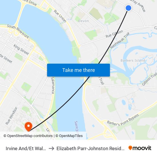 Irvine And/Et Walker to Elizabeth Parr-Johnston Residence map