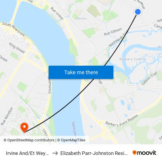 Irvine And/Et Weyman to Elizabeth Parr-Johnston Residence map