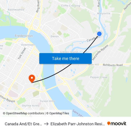 Canada And/Et Gregory to Elizabeth Parr-Johnston Residence map