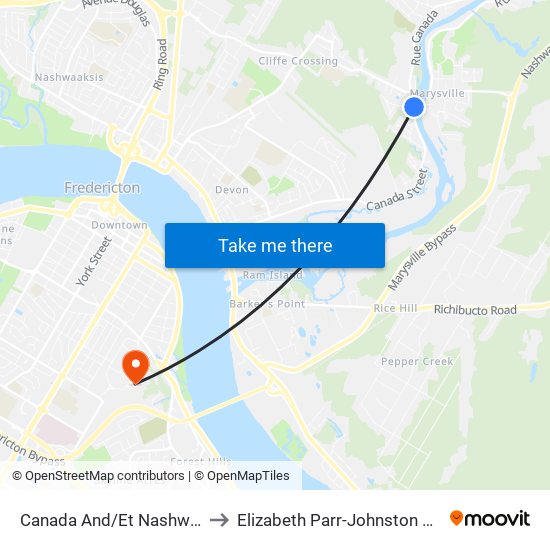 Canada And/Et Nashwaak Trail to Elizabeth Parr-Johnston Residence map