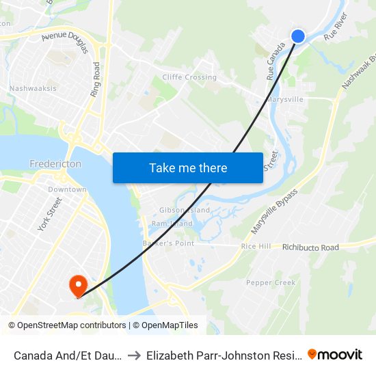 Canada And/Et Daulphin to Elizabeth Parr-Johnston Residence map