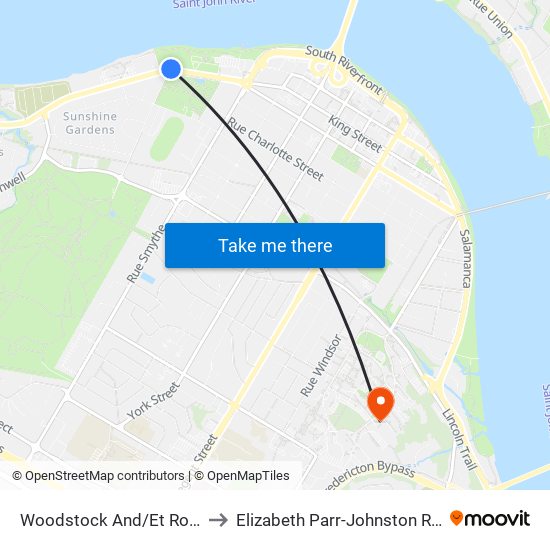 Woodstock And/Et Rookwood to Elizabeth Parr-Johnston Residence map