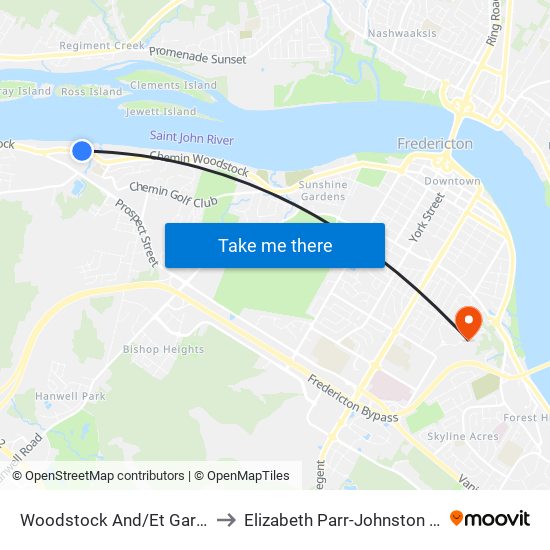 Woodstock And/Et Garden Creek to Elizabeth Parr-Johnston Residence map