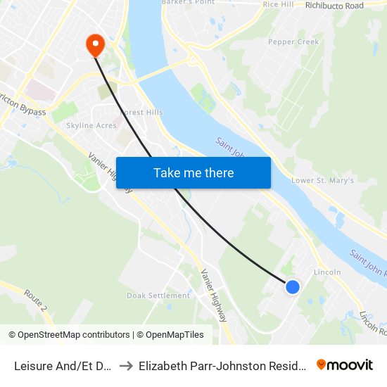 Leisure And/Et  Dora to Elizabeth Parr-Johnston Residence map