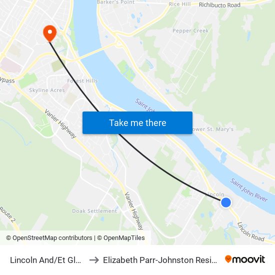 Lincoln And/Et Glasier to Elizabeth Parr-Johnston Residence map