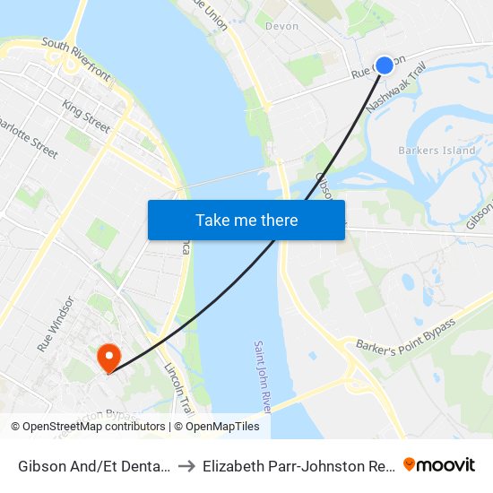 Gibson And/Et Dental Clinic to Elizabeth Parr-Johnston Residence map