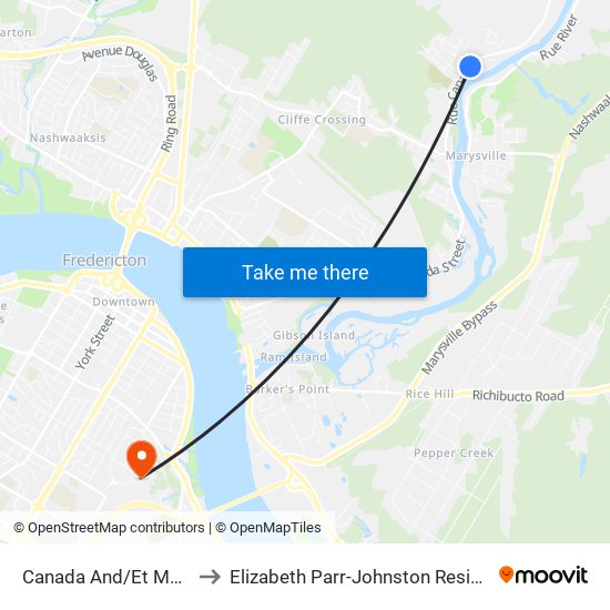 Canada And/Et Mason to Elizabeth Parr-Johnston Residence map