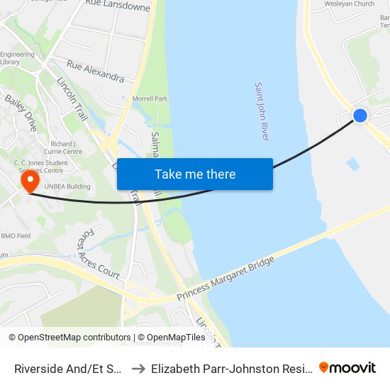 Riverside And/Et  Sumac to Elizabeth Parr-Johnston Residence map