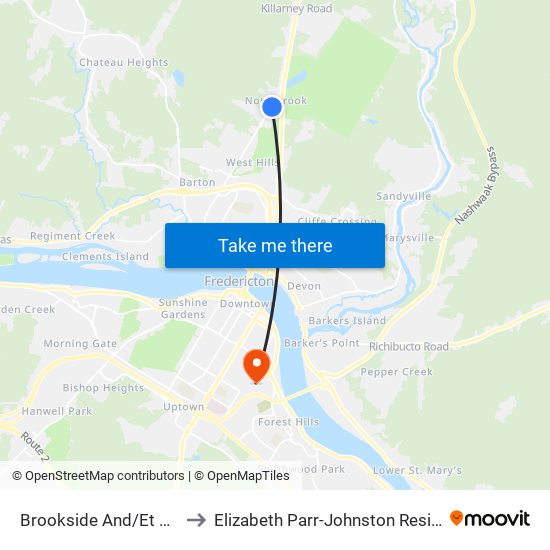 Brookside And/Et Burns to Elizabeth Parr-Johnston Residence map