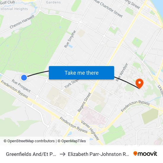 Greenfields And/Et Parkside to Elizabeth Parr-Johnston Residence map